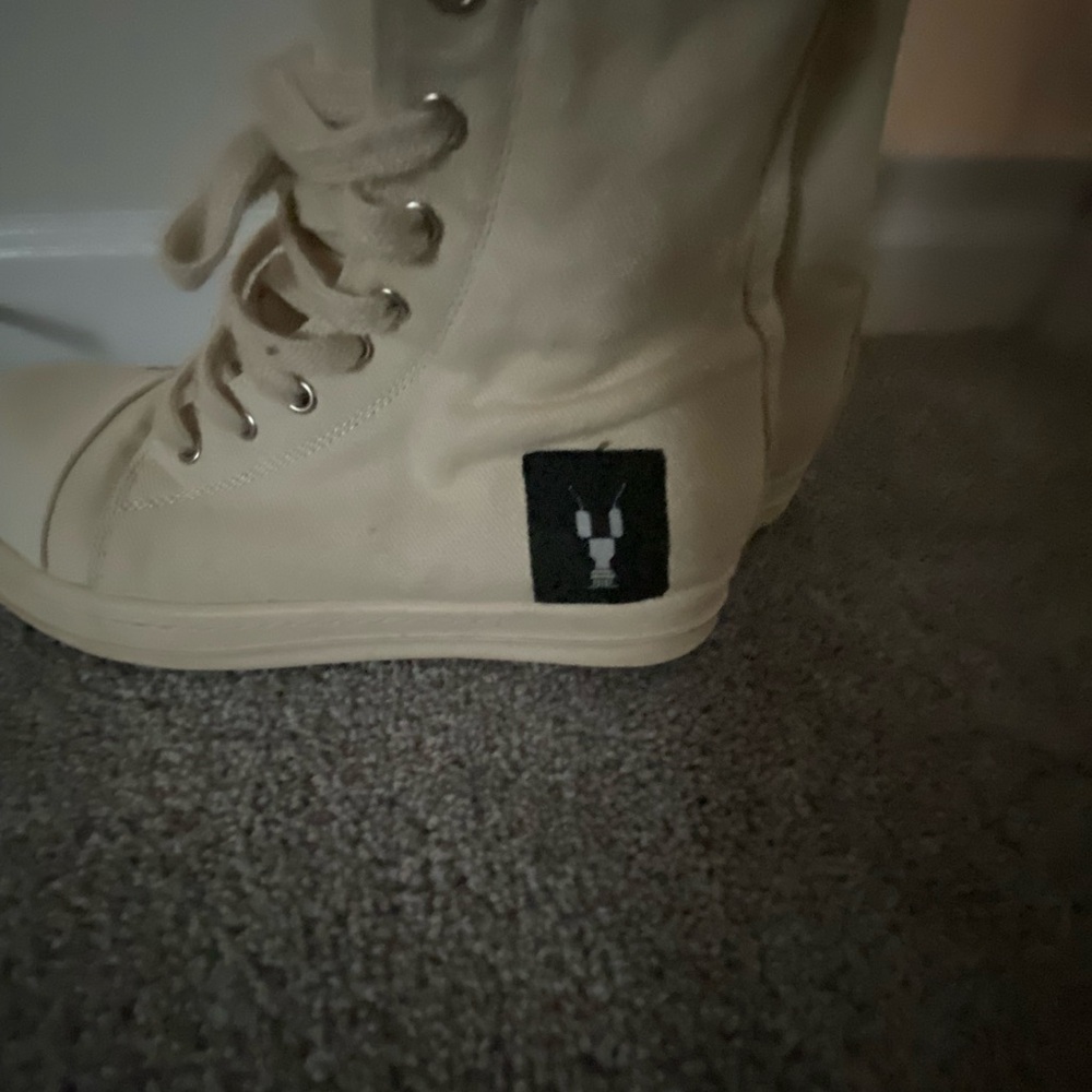 Rick Owens Cream High-Top Athletic Shoes